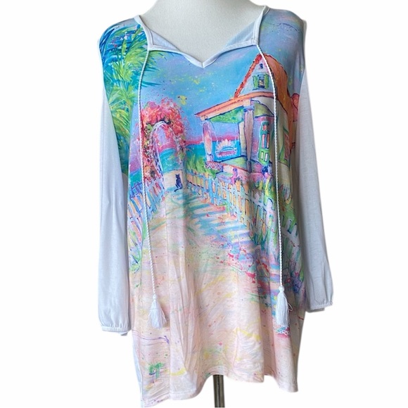 Leoma Lovegrove Tops - LEOMA LOVEGROVE Painting Cold Shoulder Top